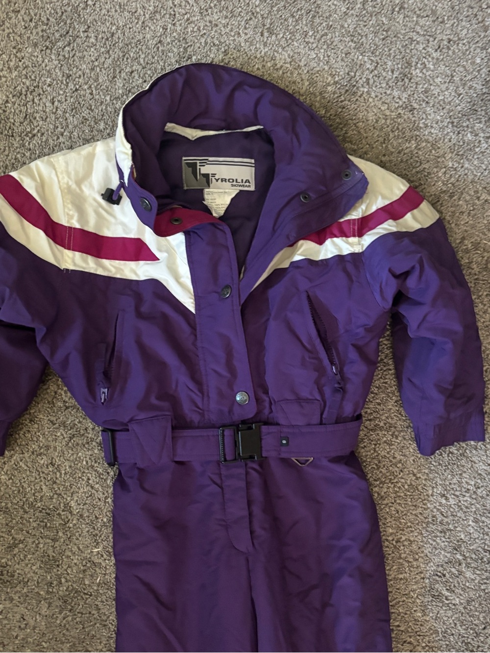 Tyrolia Kids' Purple Puffer Ski Jacket with White & Pink Accents